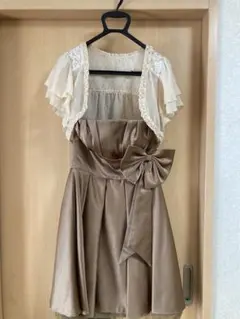 ブラウン ストラップレス パーティードレス