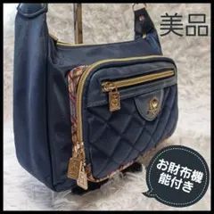 【キンロックアンダーソン】ショルダーバッグ お財布機能 ネイビー 美品 ナイロン