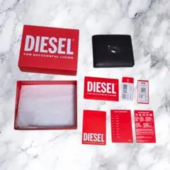 DIESEL ディーゼル 財布 二つ折りDロゴ ダークブラウン カウレザー