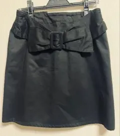 MAJESTIC LEGON リボン付き黒ミニタイトスカート