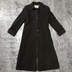 vintage ダークグリーン ウールピーコート　ロングコート　ベルト付きのサムネイル