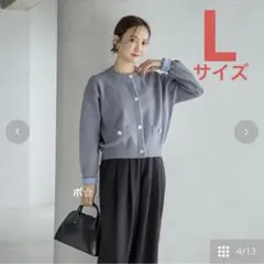 【匿名配送】田中里奈さんしまむらコラボ＊新作配色カーディガン新品タグ付きLグレー