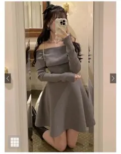 GRL オフショルダーニットフレアワンピース[dr661]