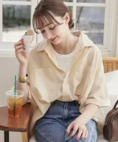 ANGIE　半袖シャツ　ナチュラル　レディース　フリーサイズ　新品のサムネイル