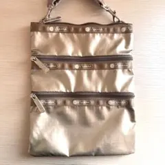 レスポートサック ショルダーバッグ シャンパングリッター 3ジップ