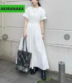 AKIRANAKA バックデザイン　ホワイト　シャツワンピース　半袖