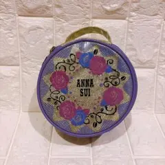 ANNA SUI　アナスイ　新品　化粧ポーチ　花柄　薔薇柄　大容量　パープル
