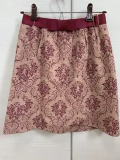 【美品】　プロポーション　ジャガード　リボン付き　フレアスカート　　サイズ1