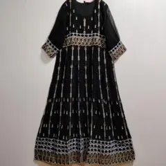 ◎るるさま専用◎インド チカンカリのワンピース ブラック【5A-57, 15】 ◎るるさま専用◎インド チカンカリのワンピース ブラック【5A-57, 15