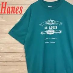 ☆シングルステッチ☆USA製☆ Hanes☆Tシャツ☆ブルー☆L☆