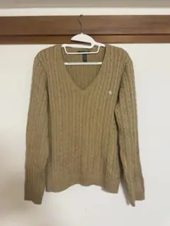 ラルフローレン　ケーブルニット　Vネック　80s