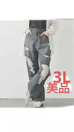 7/27まで　美品　ハニーズ　ブラック　グレー　デニム　　3L　1度短時間のみのサムネイル