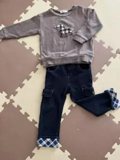 SLAP SLIP 恐竜刺繍 スウェットとカーゴパンツ 100cm