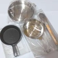 アウトドア用品 ミニフライパン シェラーカップ トング 調理器具セットのサムネイル