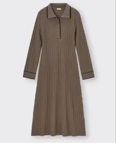 [未使用タグ付き]GU/バイカラーポロニットワンピース Lサイズ