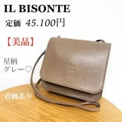 【超美品】イルビゾンテ ショルダーバッグ ボディバッグ グレー レザー 星柄