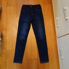 GU ダークブルー スキニーパンツ 暖かい裏地