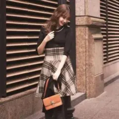 リランドチュール シャギーチェックフレアスカート