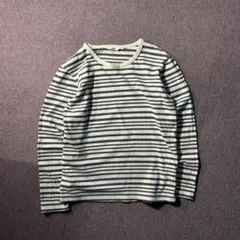 UNIQLO イエロー グレー ボーダー カットソー クルーネック レディース