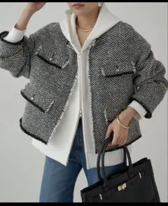 【新品未使用】loungedress ツイードジャケットのサムネイル