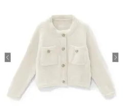 アイボリー ボタン付きポケットジャケット