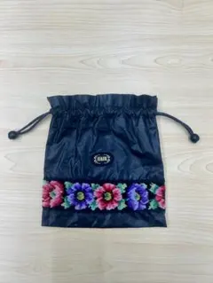 FEILER フェイラー 巾着ポーチ 花柄 ブラック シュニール織