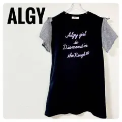 ALGY アルジー 半袖ワンピース ブラック チェックフリル袖 140