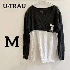 一点もの✨【M】長袖Tシャツダークグレー/ホワイト バイカラー トップス