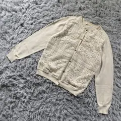 BEAMS HEART レース切替ニットカーディガン アイボリー M相当のサムネイル