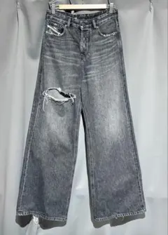 ☆新品タグ付 DIESEL ストレッチデニム ワイドデニム 25 ディーゼル 黒 