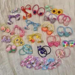 カラフルヘアゴムとクリップセット。まとめ売り