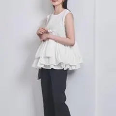 ユナイテッドアローズ　ティアード ギャザー ノースリーブ ブラウス　タフタ
