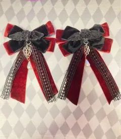 ヘアピン　【吸血姫の恋】リボン　薔薇　羽根　2個セット