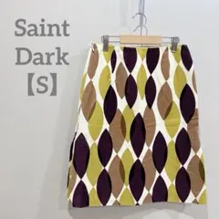 Saint Dark【S】幾何学柄 レトロ 台形スカート グリーン