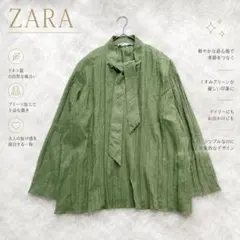 Lallia Mu プリーツ切替ブラウス シャツ グリーン 38 ゆったり - メルカリ