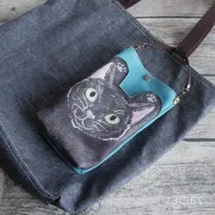 猫ポケットのスマホポーチ*黒猫