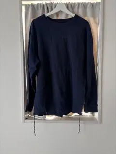 BEAMS ビームス　ネイビー 裾に紐付き トレーナー