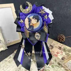 54mm〜75mmロゼット 痛バ　缶バッジ　黒　紫　月　星　薔薇 天使の翼