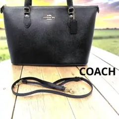 COACHコーチ 2WAYショルダーバック ブラックpvcレザー