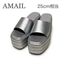 AMAIL【L】厚底バルキーサンダル ミュール シルバー メタリックのサムネイル