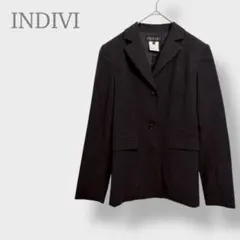 【インディヴィ】 テーラードジャケット ブラック　日本製　通勤 就活 冠婚葬祭