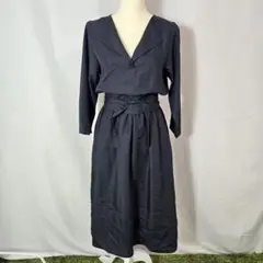 SLOBE IENA ネイビー Vネック 長袖 サッシュベルト　シャツワンピース