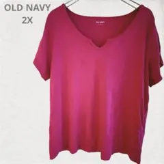 OLD NAVY ピンク Vネック 半袖Tシャツ　2X