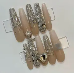 ロングネイルチップ ギャル 清楚 ベイビーブーマー キラキラ 埋めつくし Y2K