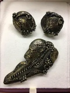 レトロイヤリング&ブローチセット