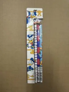 【未使用】三菱鉛筆 ドナルドダック 鉛筆3本 ミニ消しゴム付 平成 レトロ文具