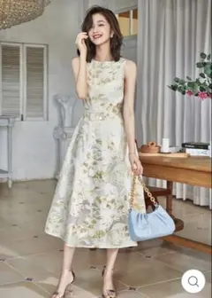 ELNIQUE オーガンジーフラワー刺繍ワンピース・ドレス M