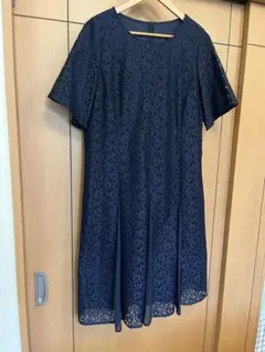 美品♡ハウスオブロータス 総レース サイドライン ロングワンピース 紺 M 美品♡ハウスオブロータス 総レース サイドライン ロングワンピース 紺