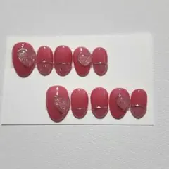 現品限り ピンク ラメ入り ハートモチーフ ネイルチップ No.152