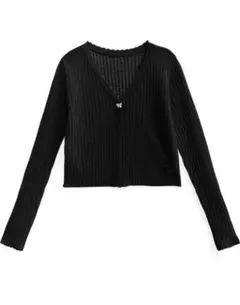 GRL グレイル リボンボタンシアーニットカーディガン dk1196